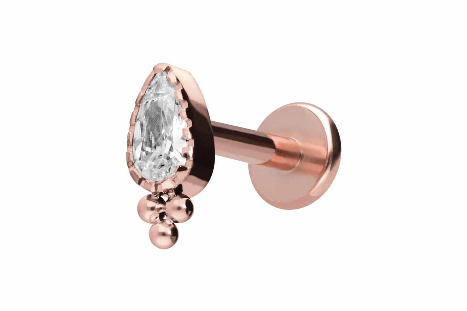 Titan Labret Piercing mit Innengewinde KRISTALLTROPFEN + KUGELN